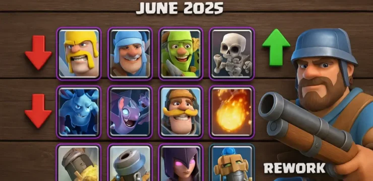 Баланс-апдейт в Clash Royale: июнь 2025 – Nerf и Buff 12 карт, переработка Hunter